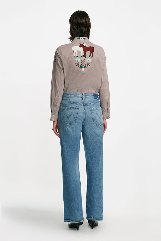 Conversation Embroidery Twin Horse Shirt