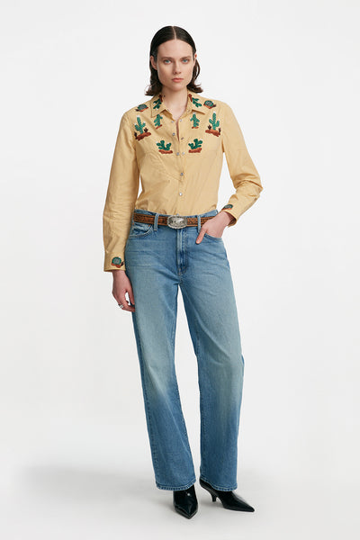Conversation Embroidery Cactus Shirt