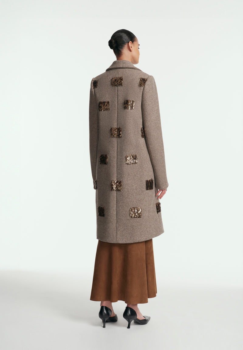 Fishing Lures Embroidered Boiled Wool Coat