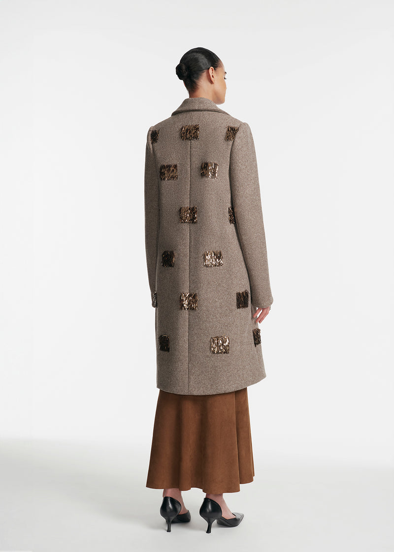 Fishing Lures Embroidered Boiled Wool Coat