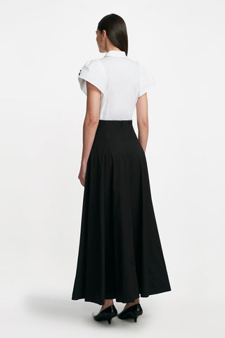 Abstract Floral Embroidery Seamed Short Sleeve Shirt