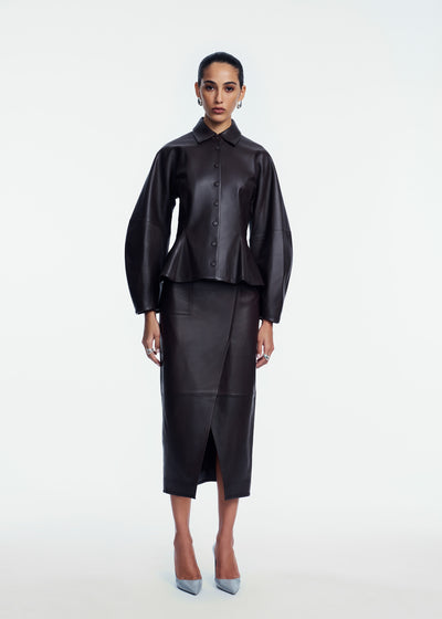 Leather Asymmetrical Pencil Skirt