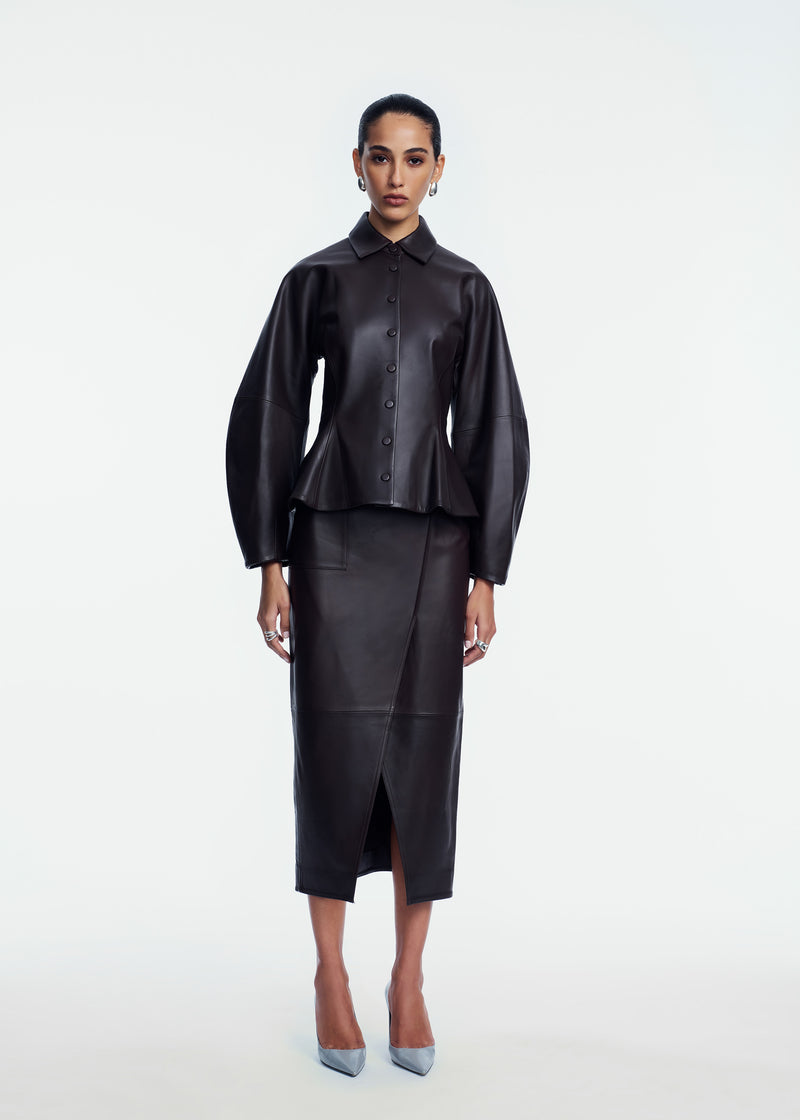 Leather Asymmetrical Pencil Skirt