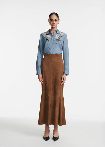 Floral Cord Embroidered Linen Shirt