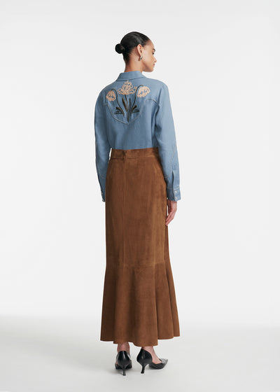 Floral Cord Embroidered Linen Shirt