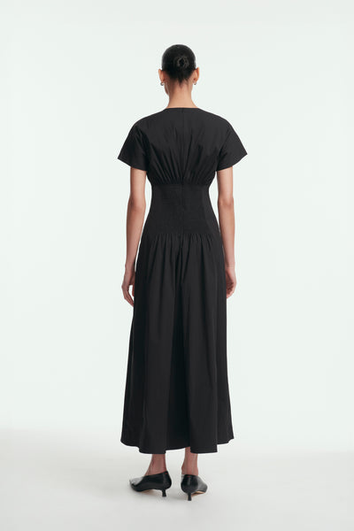 Cotton Poplin Smocked Back Dress