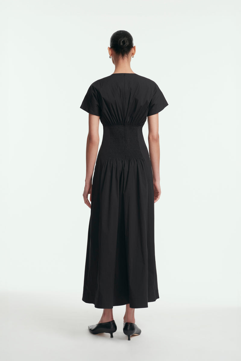 Cotton Poplin Smocked Back Dress