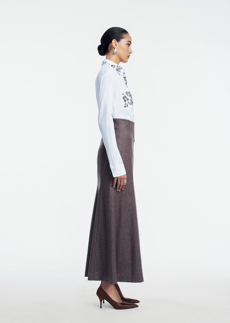 Plaid Wool Trumpet Skirt