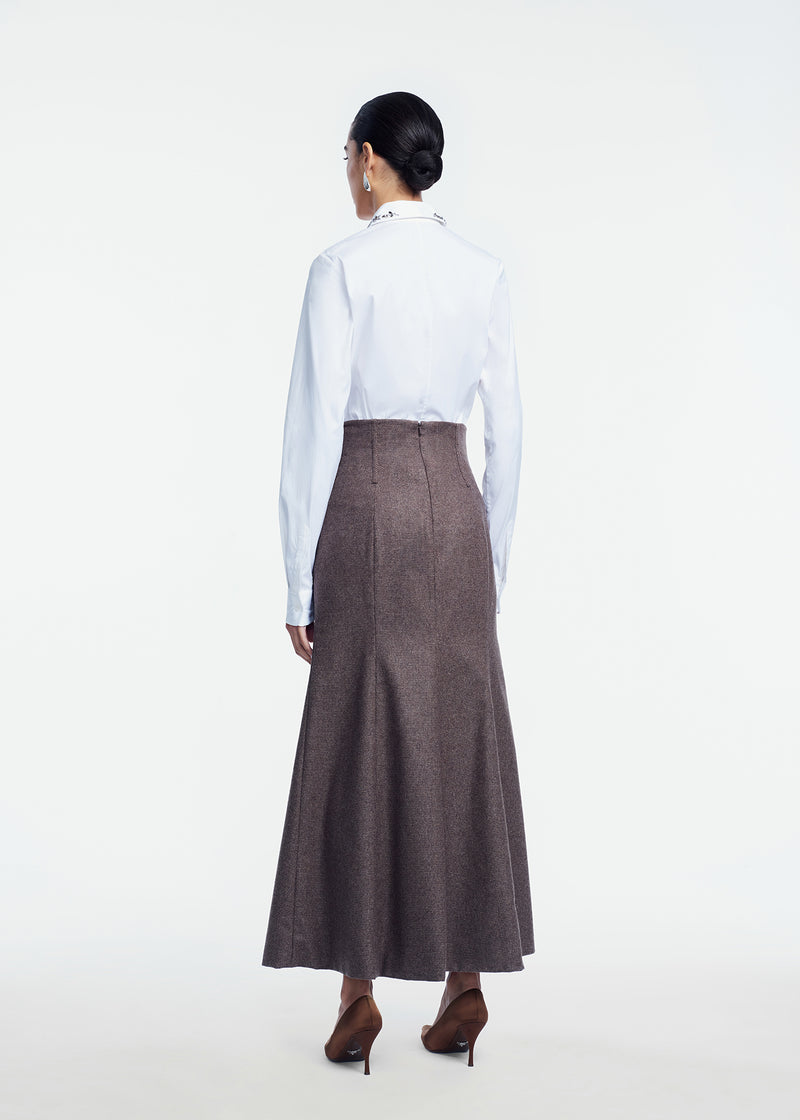 Plaid Wool Trumpet Skirt