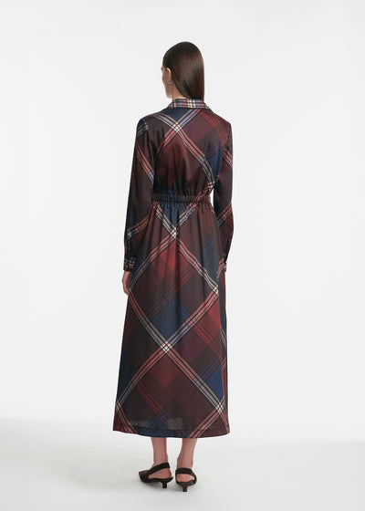 Plaid Satin Maxi Shirtdress