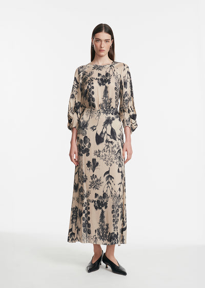 Floral Satin A-Line Skirt