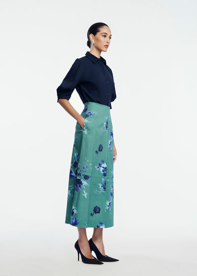 Cotton Poplin Shirred Sleeve Shirt