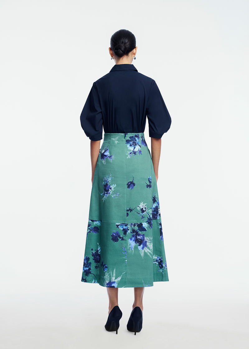 Cotton Poplin Shirred Sleeve Shirt