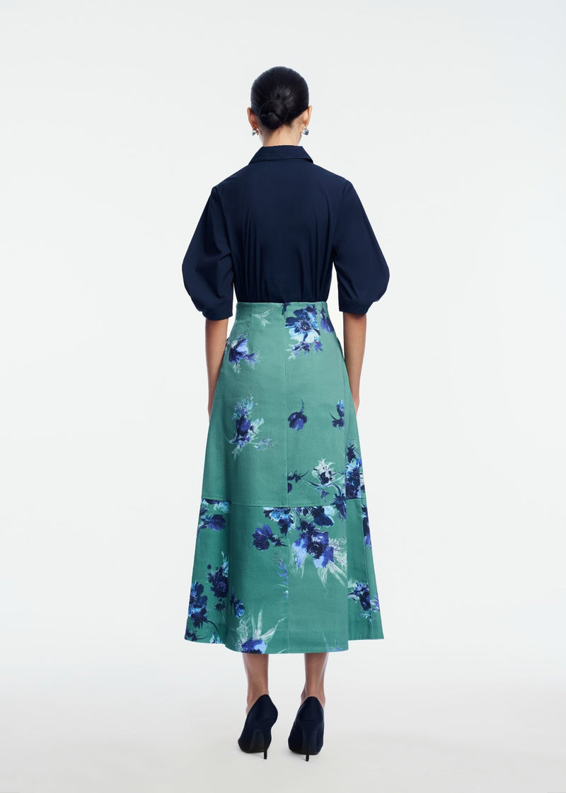 Cotton Poplin Shirred Sleeve Shirt