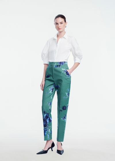 Cotton Poplin Shirred Sleeve Shirt