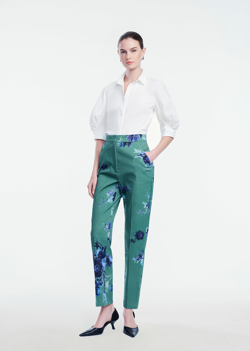 Cotton Poplin Shirred Sleeve Shirt
