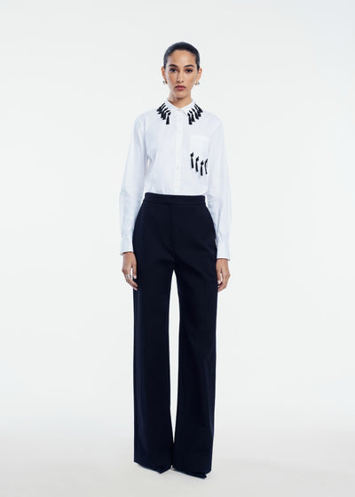 Tassel Embroidered Cotton Poplin Shirt