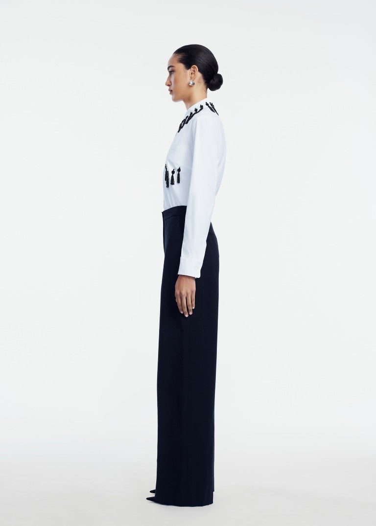 Tassel Embroidered Cotton Poplin Shirt
