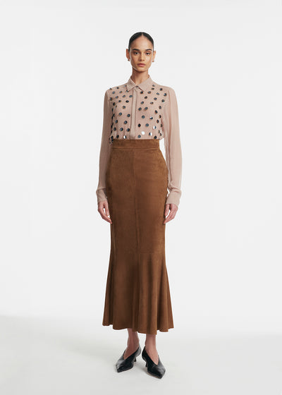 Paillette Embroidered Georgette Shirt