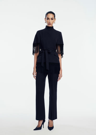 Stretch Cotton Fringed Cape