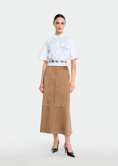Suede Whipstitch Skirt