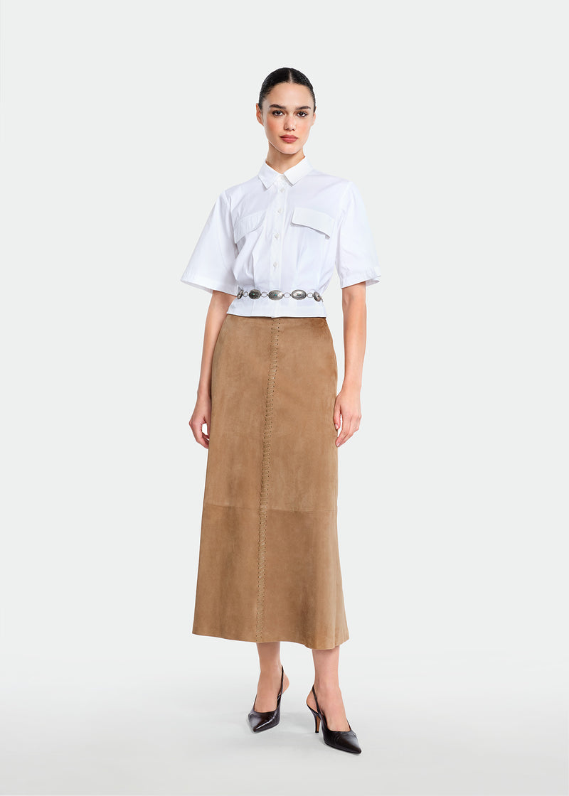 Suede Whipstitch Skirt