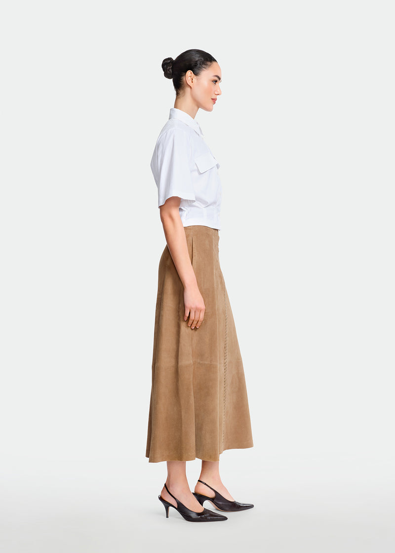 Suede Whipstitch Skirt