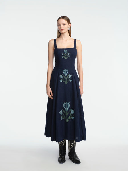 Tulip Embroidered Linen Nightingale Dress – Lela Rose