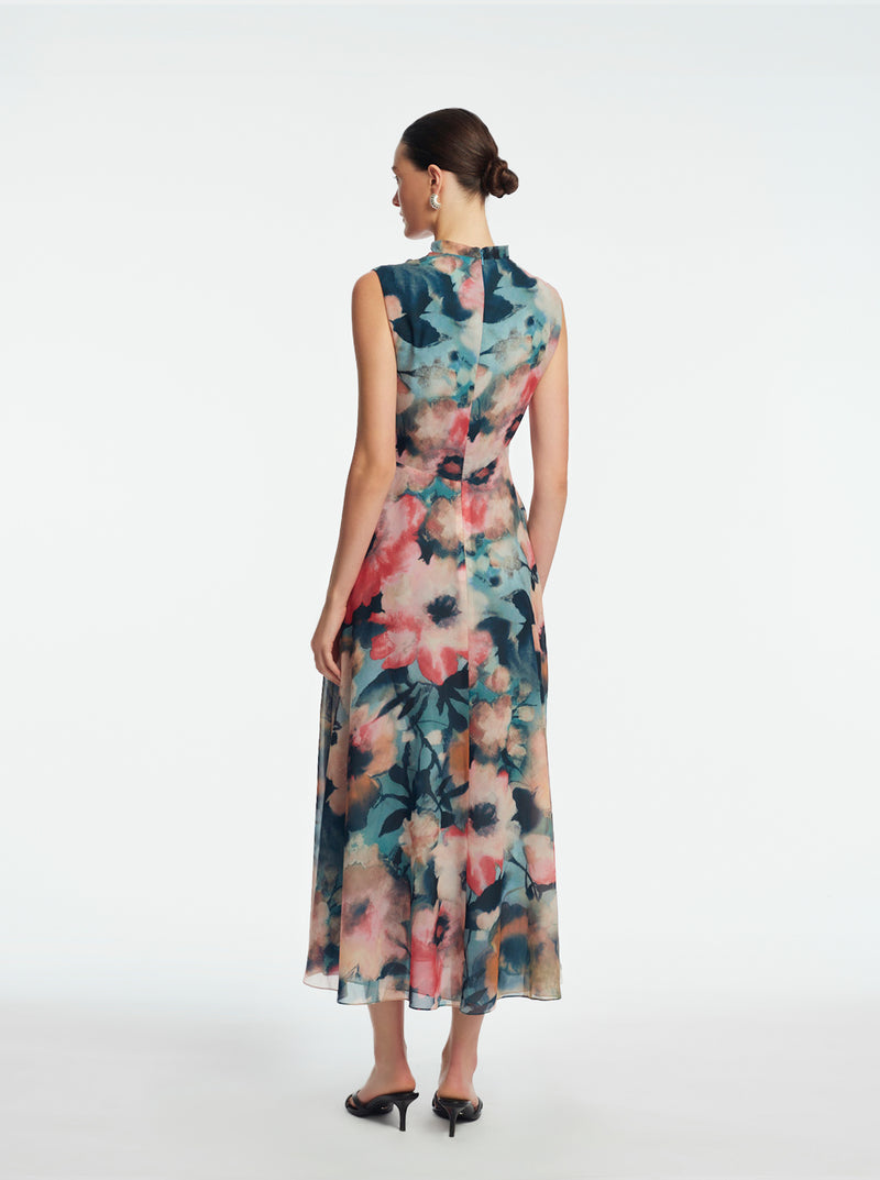 sachin and babi light blue dress Floral Chiffon A-Line Dress main image 0