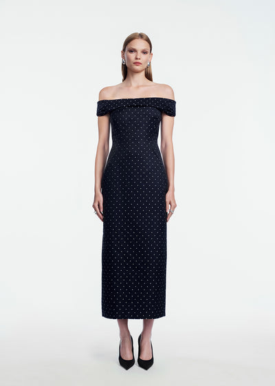 Polka Dot Jacquard Column Dress