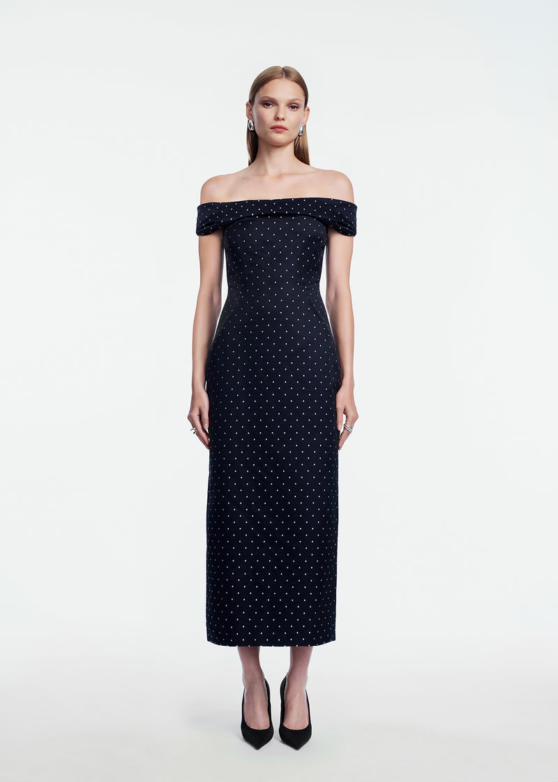Polka Dot Jacquard Column Dress