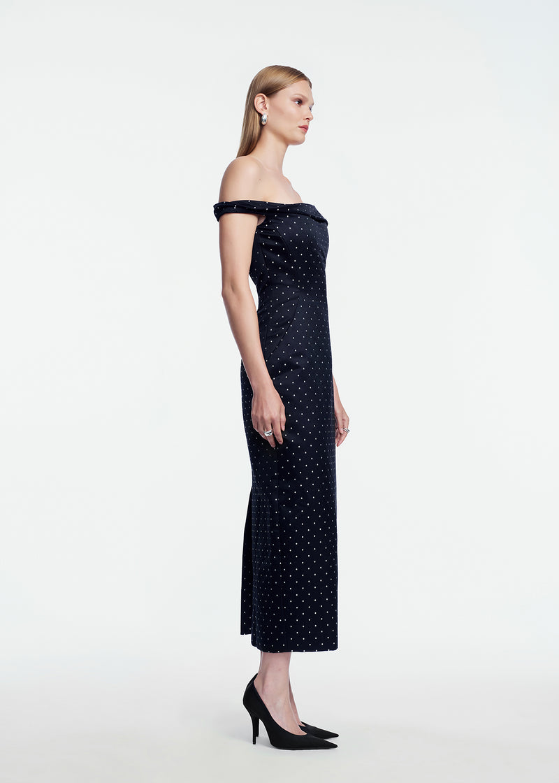 Polka Dot Jacquard Column Dress