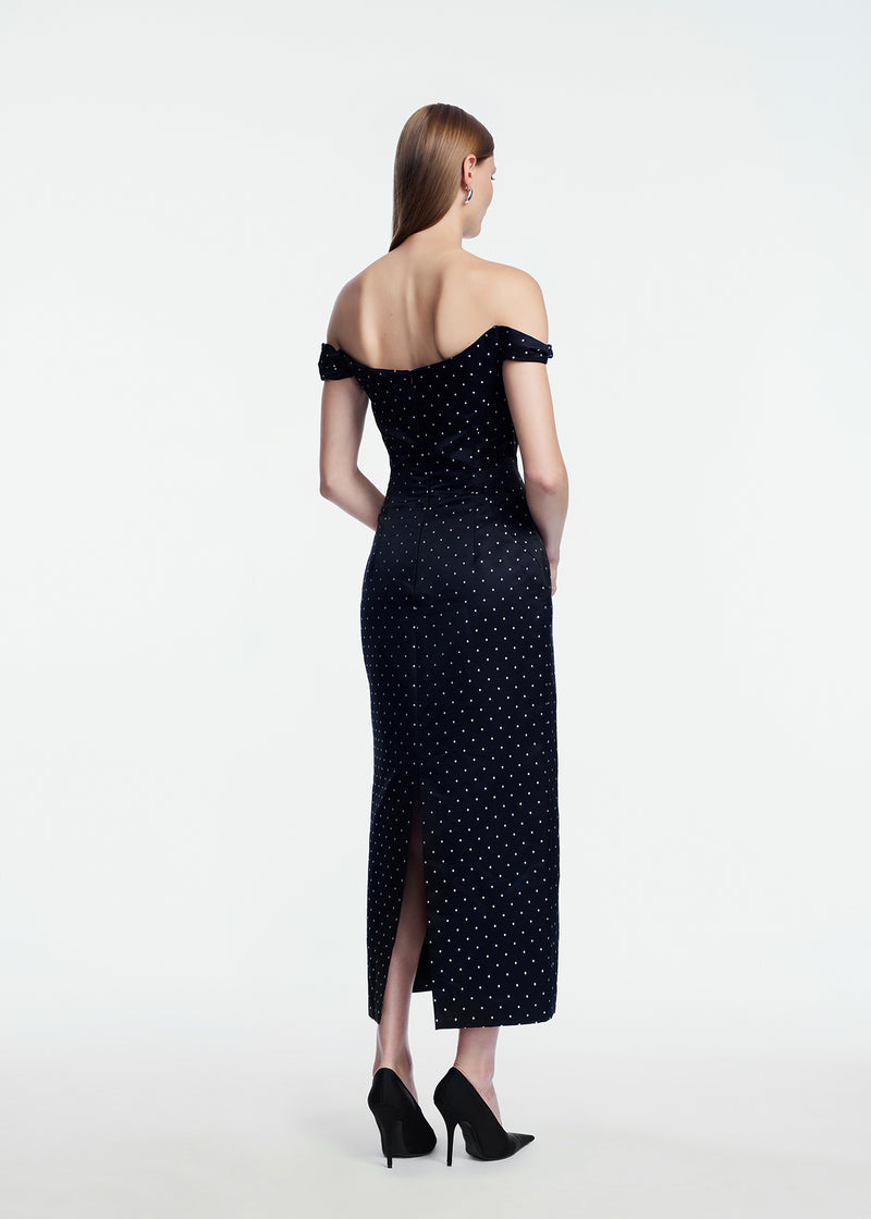Polka Dot Jacquard Column Dress