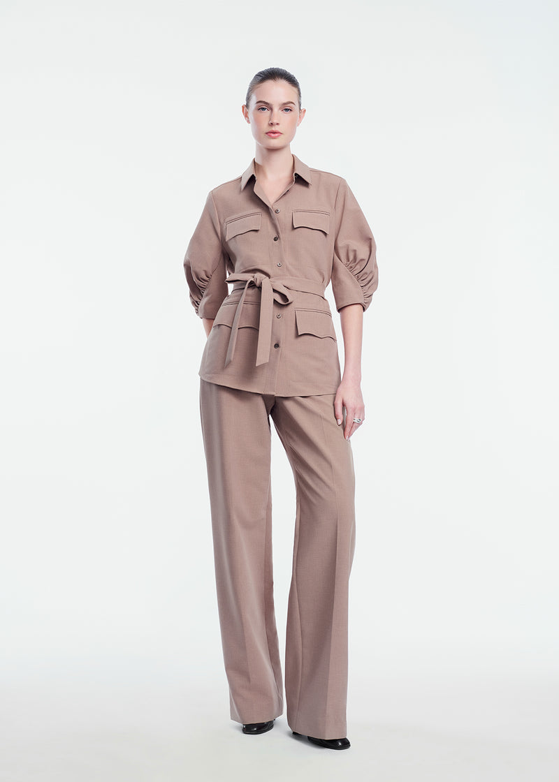 Melange Crepe High Waisted Pant