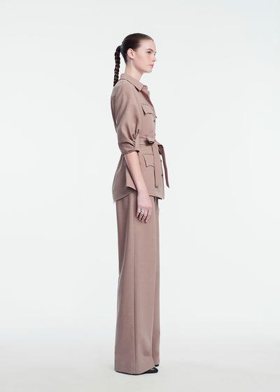 Melange Crepe High Waisted Pant