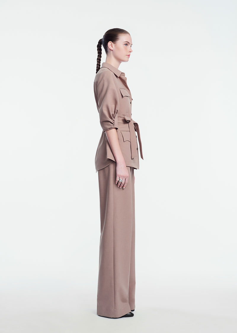 Melange Crepe High Waisted Pant