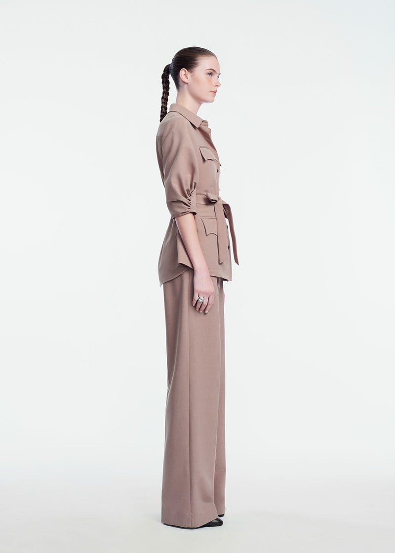 Melange Crepe Camp Shirt
