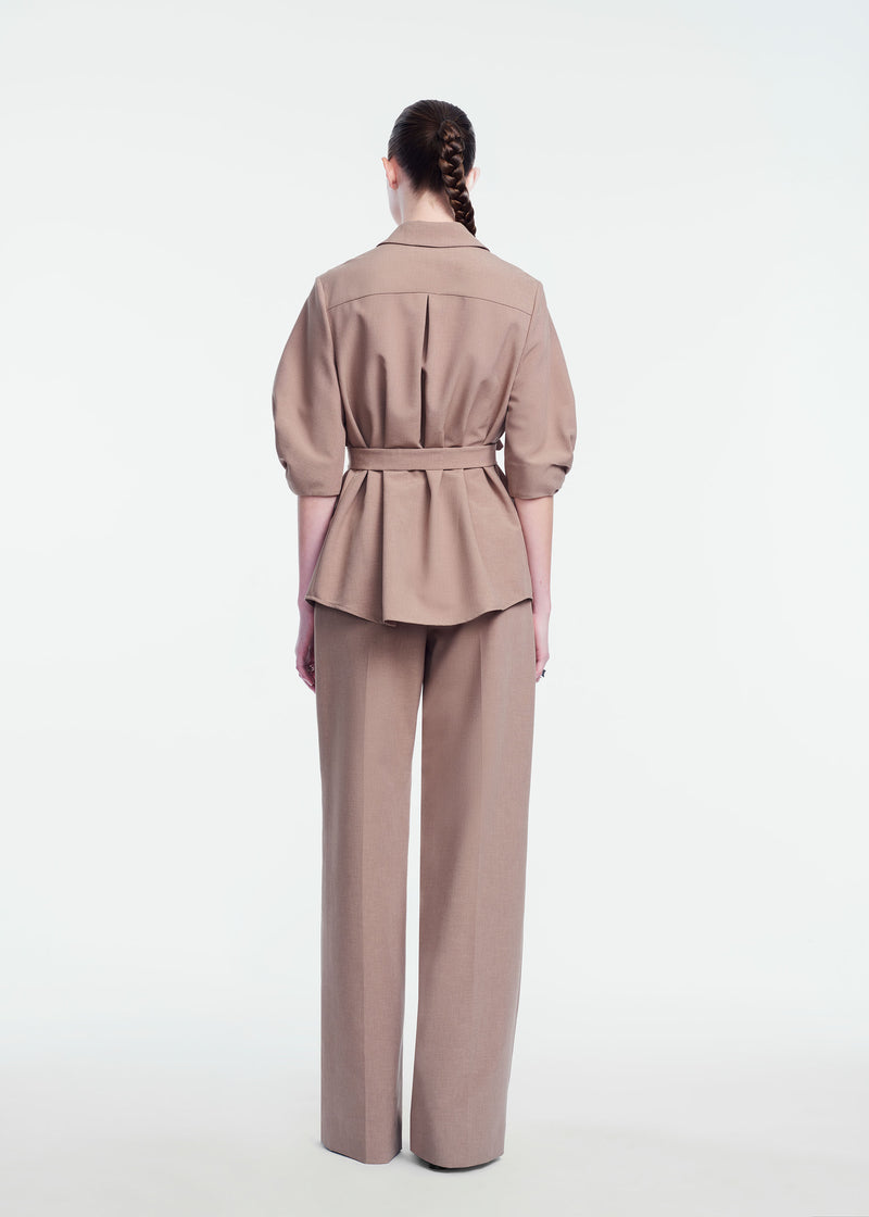 Melange Crepe High Waisted Pant