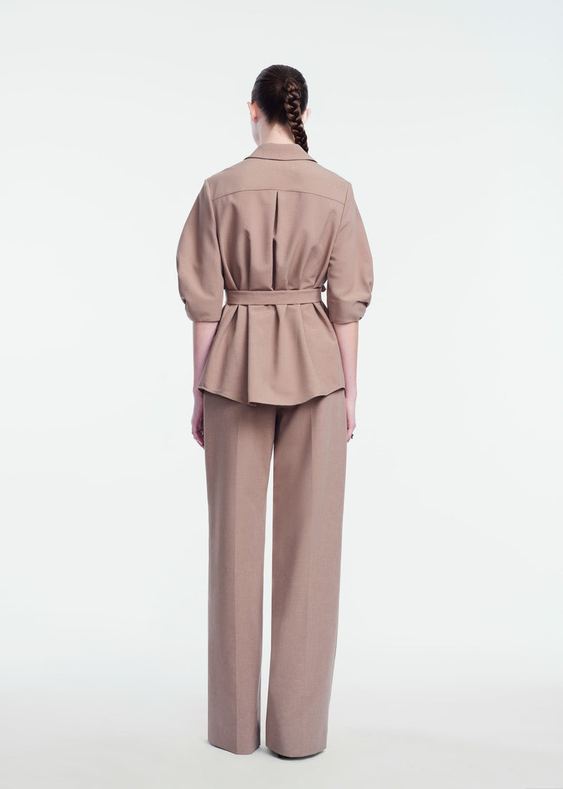 Melange Crepe Camp Shirt