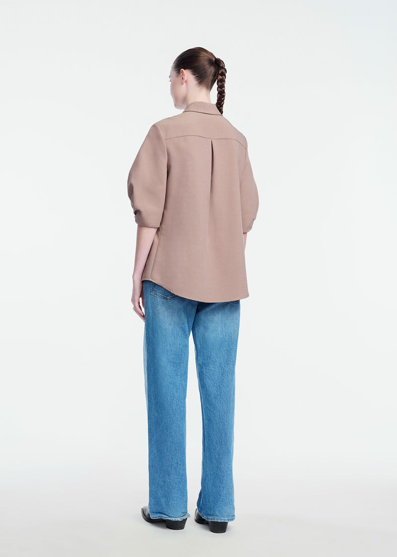 Melange Crepe Camp Shirt