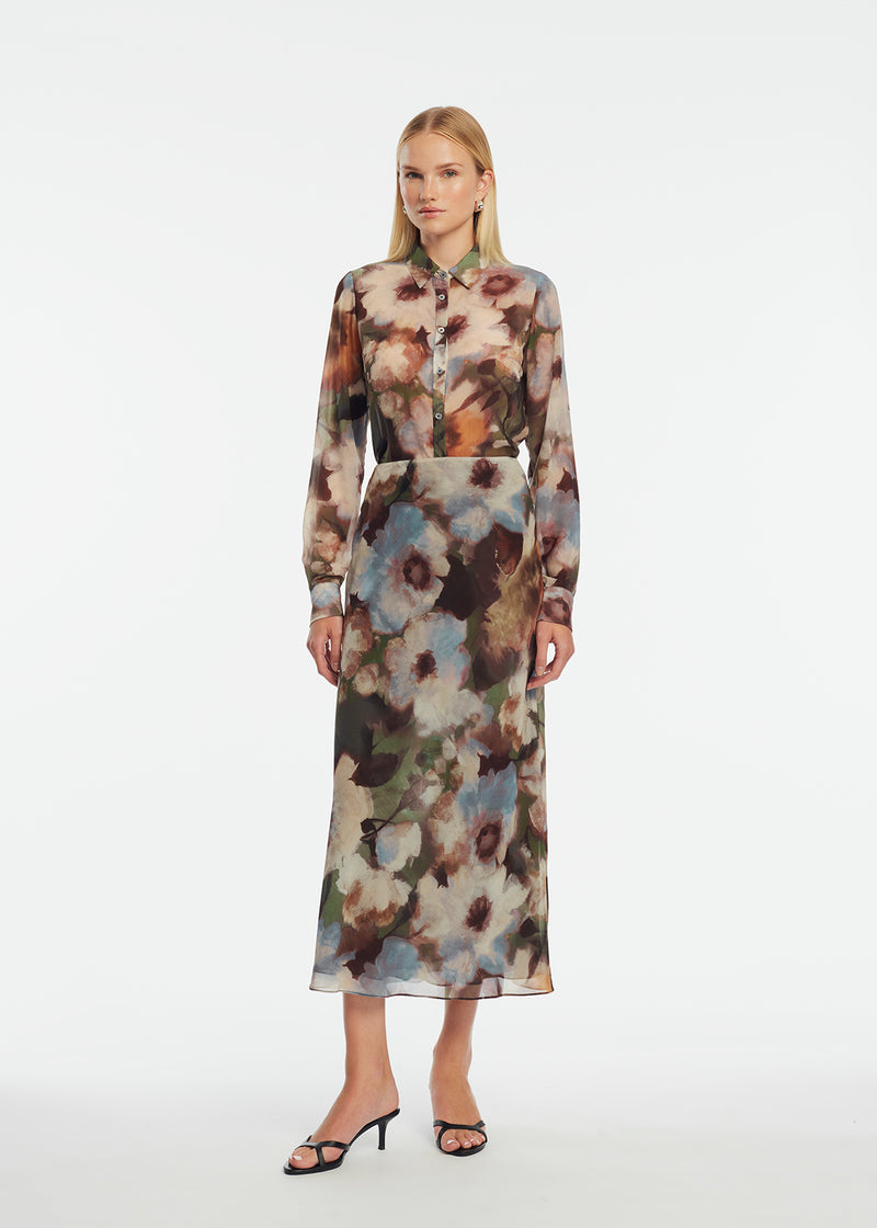 Floral Printed Chiffon Lucy Shirt