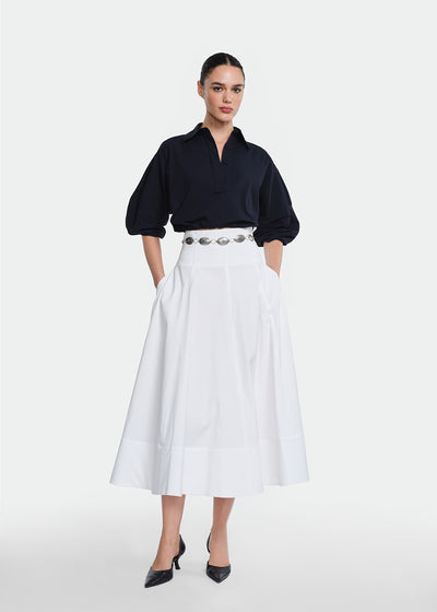 Cotton Poplin Long Sleeve Top