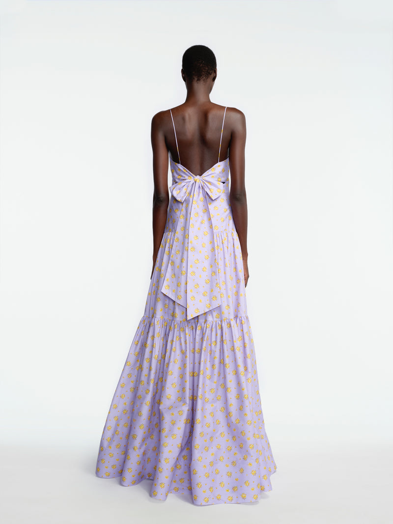 Floral Printed Cotton Tiered Gown
