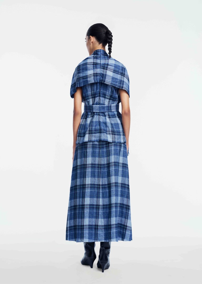 Plaid Linen Fringe Skirt