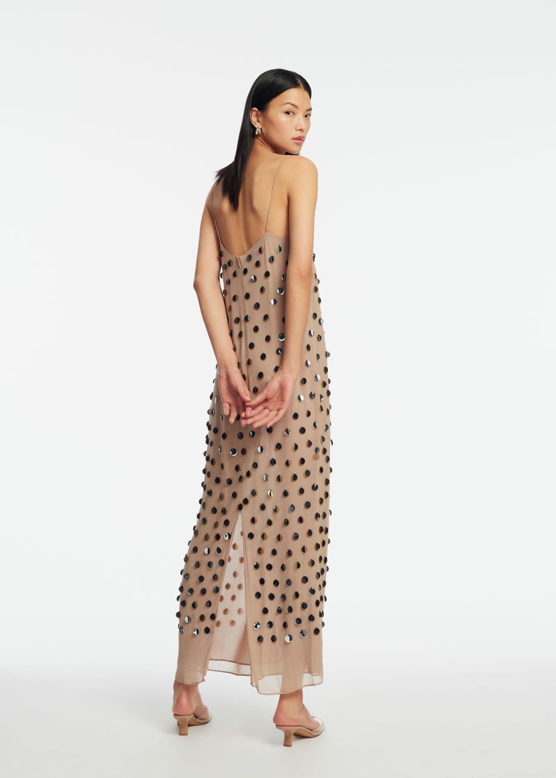 Paillette Embroidered Georgette Slip Dress