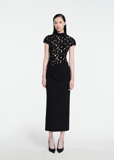 Embroidered Chenille Tulle Cummerbund Dress