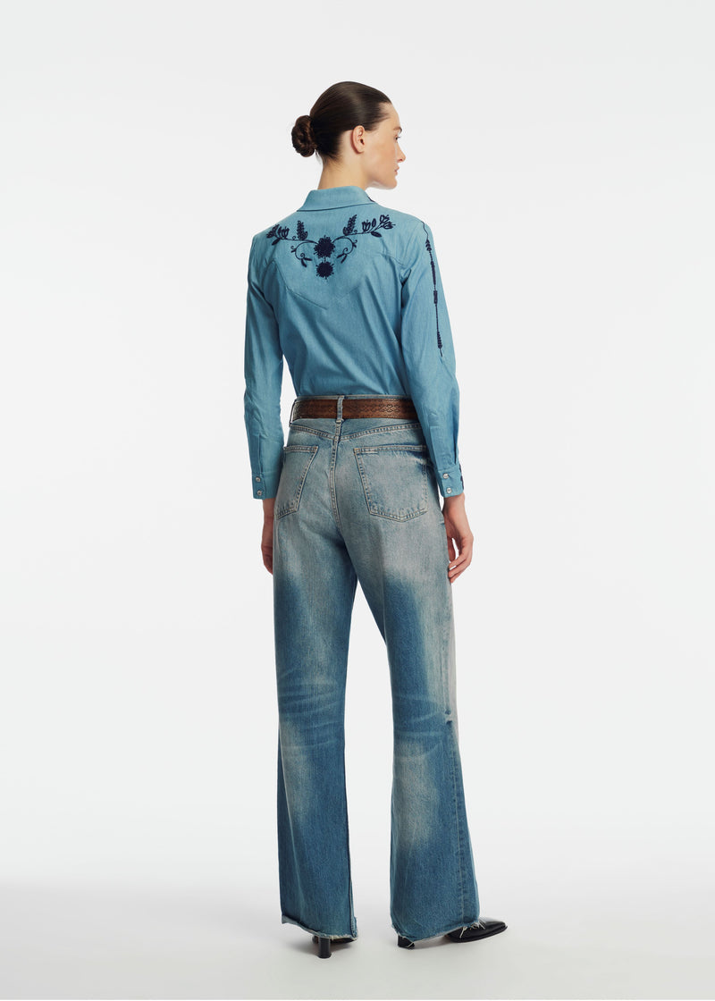 Floral Seed Bead Classic Ranch Shirt