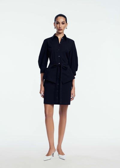 Cotton Poplin Belted Shirt Dress