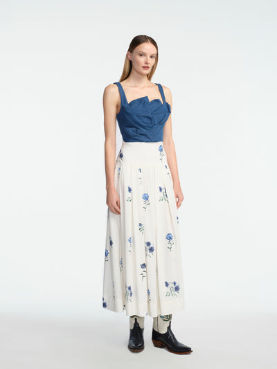 Draped Denim Tulip Finch Top