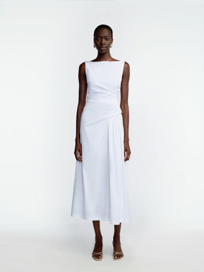 Cotton Poplin Asymmetrical Flounce Dress